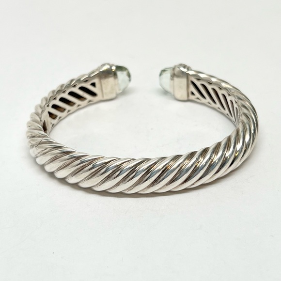 David Yurman 10mm Waverly Praisiolite Diamond Cuff Bracelet .925 - Picture 6 of 10